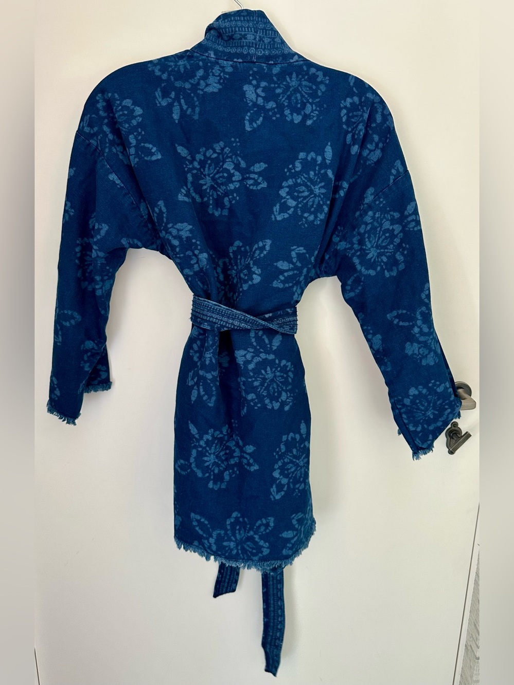 GAP Lightweight Blue Floral Tie-Belt Kimono Jacket - Picture 4 of 6